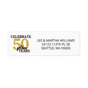 Étiquette 50e Anniversary Celebrate 50 Golden Years Simple