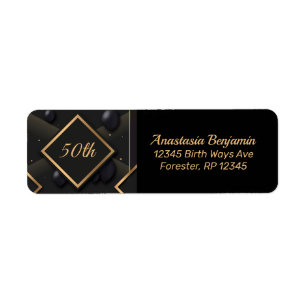 Étiquette 50e Forme de diamant d'or noir Anniversaire Person