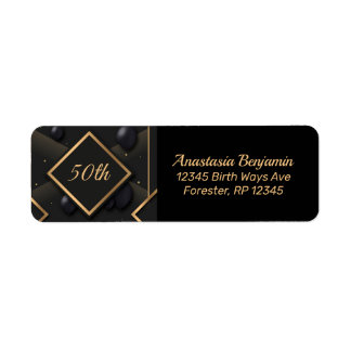 Étiquette 50e Forme de diamant d'or noir Anniversaire Person