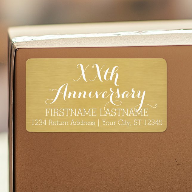 Étiquette 50e ou autre anniversaire de Mariage Personnalisé (Custom Shipping Label with Return Address)