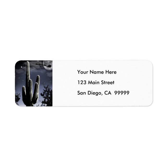 Étiquette 5 Saguaro du désert armé au clair de lune (Devant)