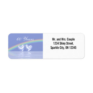 Étiquette 60e anniversaire Coeurs de diamants