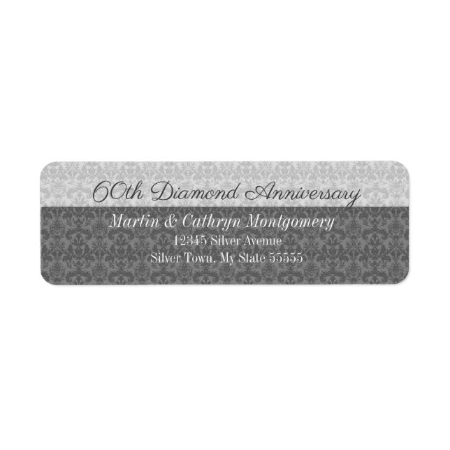 Étiquette 60e Anniversaire du diamant Damask Adresse (Devant)