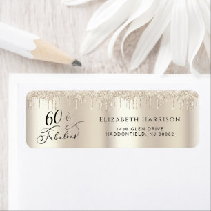 Étiquette 60th Birthday Gold Parties scintillant Return Adre