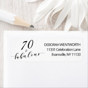 Étiquette 70 ans et Fabuleux Adresse de Retour pour Annivers