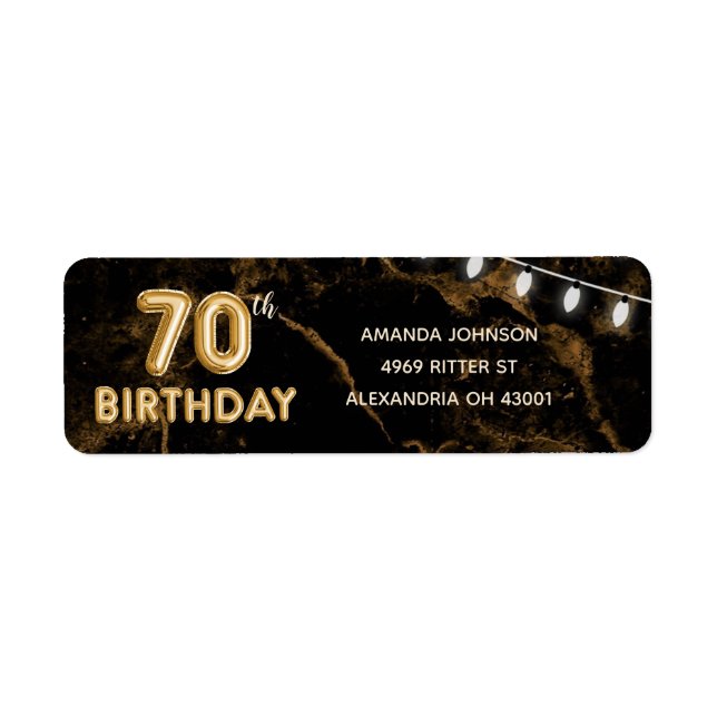 Étiquette 70e anniversaire Ballons d'or et lumières (Devant)