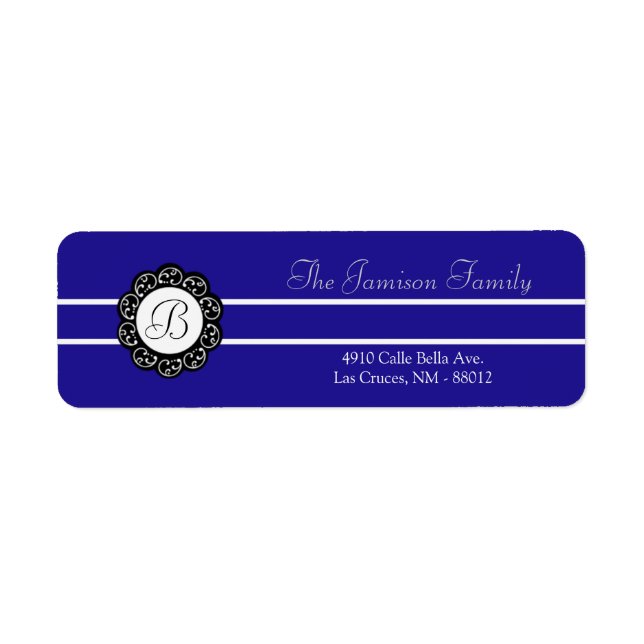 Étiquette .75"x2.25" Adresse de retour Bleu et blanc (Devant)