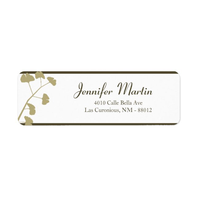 Étiquette .75"x2.25" Adresse de retour Feuilles de Ginkgo bl (Devant)