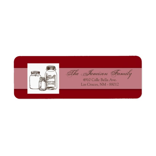 Étiquette .75"x2.25" Adresse de retour Mason Jar Pays Rustiq (Devant)