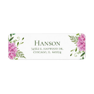 Étiquette 90th Birthday Pink Hydrangeas Adresse de retour