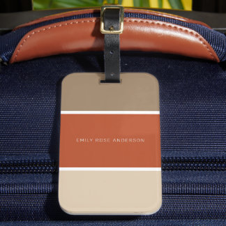 Étiquette À Bagage 3 Couleur Bloc Brown Terracotta Beige