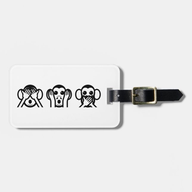 Étiquette À Bagage 3 Singes Sages Emoji (Devant horizontal)