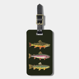 Étiquette À Bagage 3 Truites - Broyage, Brown, Arc en ciel