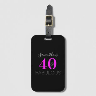 Étiquette À Bagage 40e anniversaire 40 Fabuleux Neon personnalisé ros