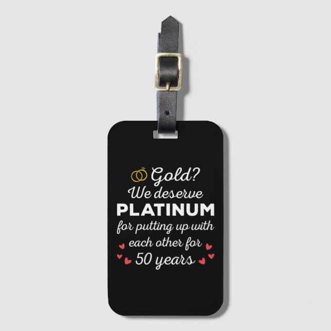 Étiquette À Bagage 50ème anniversaire de Mariage I - Gold Funny Coupl (Devant Vertical)
