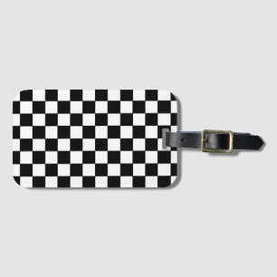 Étiquette À Bagage à damiers blanc et noir