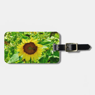 Étiquette À Bagage Abeille sur tournesol jaune