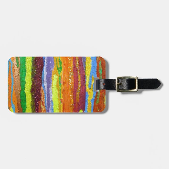 Étiquette À Bagage Abstract art rainbow stripes paint drip (Devant horizontal)