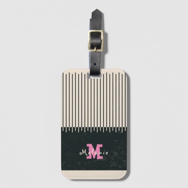 Étiquette À Bagage Abstract minimal style sketched trendy Monogram  (Devant Vertical)