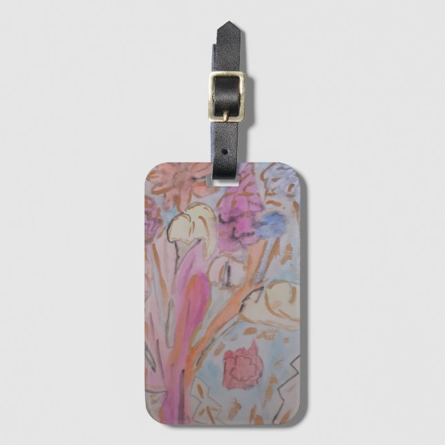 Étiquette À Bagage Abstrait Pastel Floral (Devant Vertical)