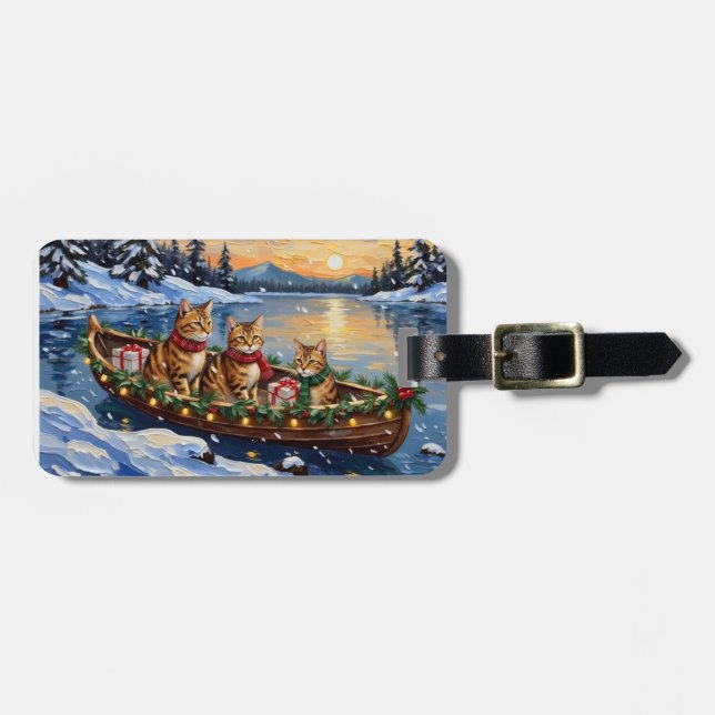 Étiquette À Bagage Abyssinian Cat Christmas Boat Holiday (Devant horizontal)