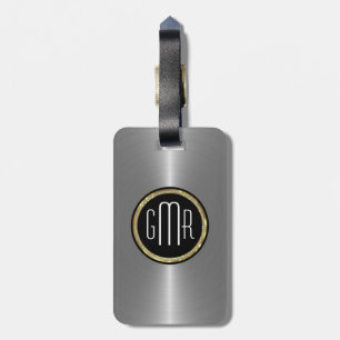 Étiquette À Bagage Acier inoxydable métallique monogramme 2