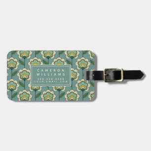 Étiquette À Bagage Additionnez votre   nommé Teal et motif floral