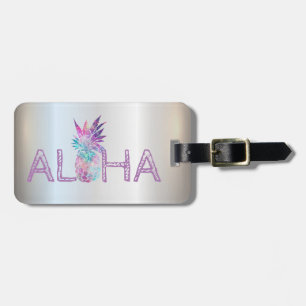 Étiquette À Bagage Adorable Aloha Hawaïen Ananas, Argent
