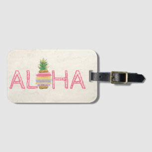 Étiquette À Bagage Adorable Aloha Hawaïen Rayé Ananas