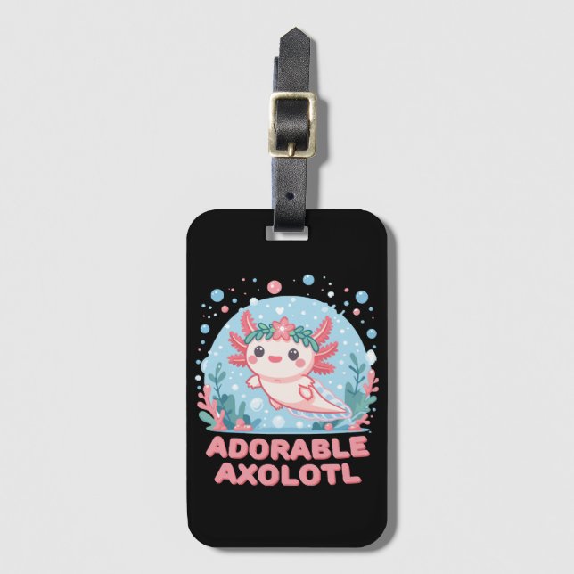 Étiquette À Bagage Adorable Axolotl Cutesse aquatique (Devant Vertical)