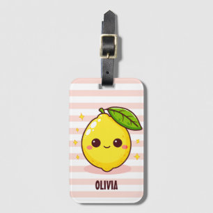 Étiquette À Bagage Adorable Citron jaune mignon Personnalisé