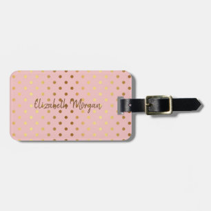 Étiquette À Bagage Adorable Faux Gold Polka Dots-Personnalisé