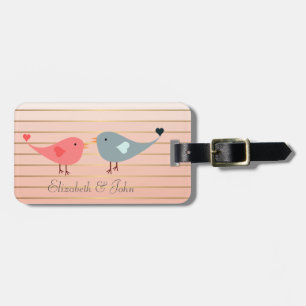 Étiquette À Bagage Adorable Mignonne Oiseaux Sur Les Bandes
