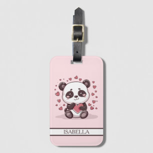 Étiquette À Bagage Adorable Panda Love - Personnalisé
