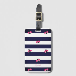 Étiquette À Bagage adorable rayé, Ladybird - Personnalisé