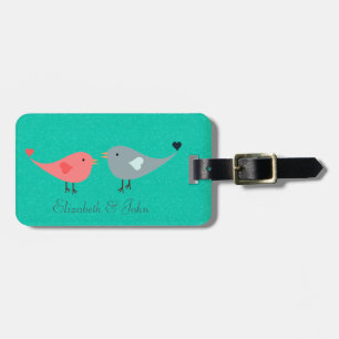 Étiquette À Bagage Adorables Oiseaux Mignons Sur Paillettes