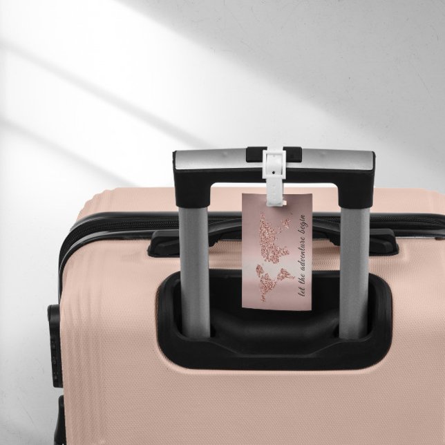 Étiquette À Bagage Adresse de la carte du monde laisser l'aventure co (World Map Address Let The Adventure Begin Rose Luggage Tag)