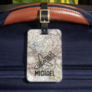 Étiquette À Bagage Adventure Await World Traveler World Map