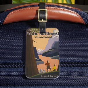 Étiquette À Bagage Affiche Vintage voyage Vue Montagne