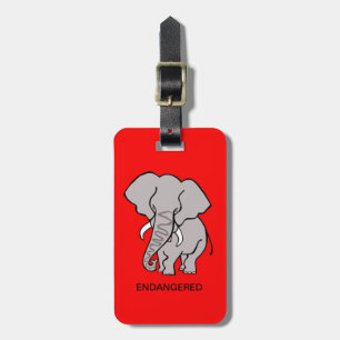 Étiquette À Bagage African ELEPHANT - Animal activiste -Red