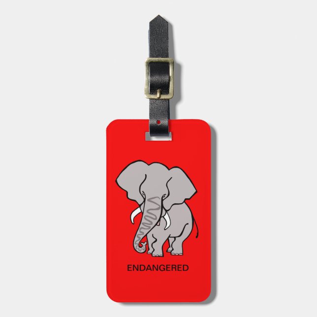 Étiquette À Bagage African ELEPHANT - Animal activiste -Red (Devant Vertical)
