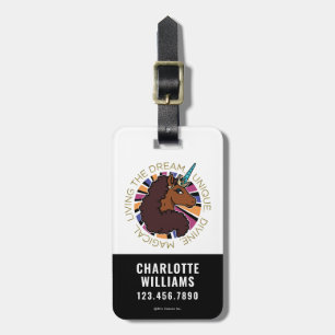 Étiquette À Bagage Afro Unicorn Living the Dream Design