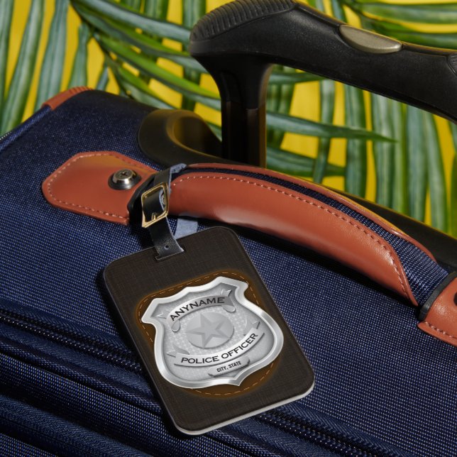 Étiquette À Bagage Agent de police personnalisé Sheriff Cop NAME Badg (Insitu Rectoal 1)