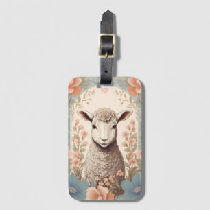 Étiquette À Bagage Agneau Mignon Floral Pastel Délicat