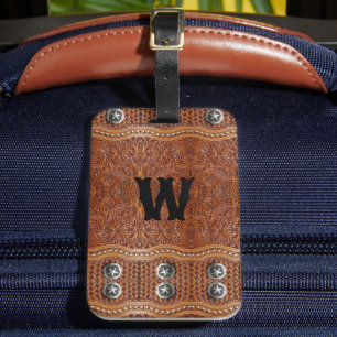 Étiquette À Bagage Agritourisme rustique Cowboy Western Country Monog