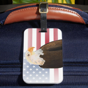 Étiquette À Bagage Aigle avec drapeau américain