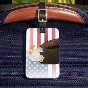 Étiquette À Bagage Aigle avec drapeau américain