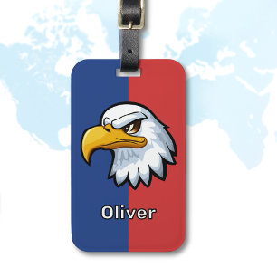 Étiquette À Bagage Aigle de dessin animé patriotique personnalisé en 