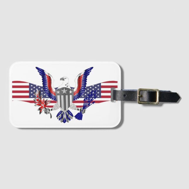 Étiquette À Bagage Aigle et drapeau patriotiques américains (Devant Horizontal)