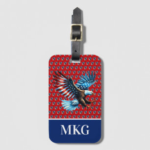 Étiquette À Bagage Aigle Patriotique Américain Rouge Blanc Bleu